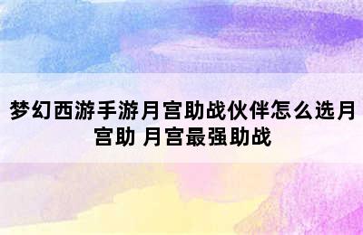 梦幻西游手游月宫助战伙伴怎么选月宫助 月宫最强助战